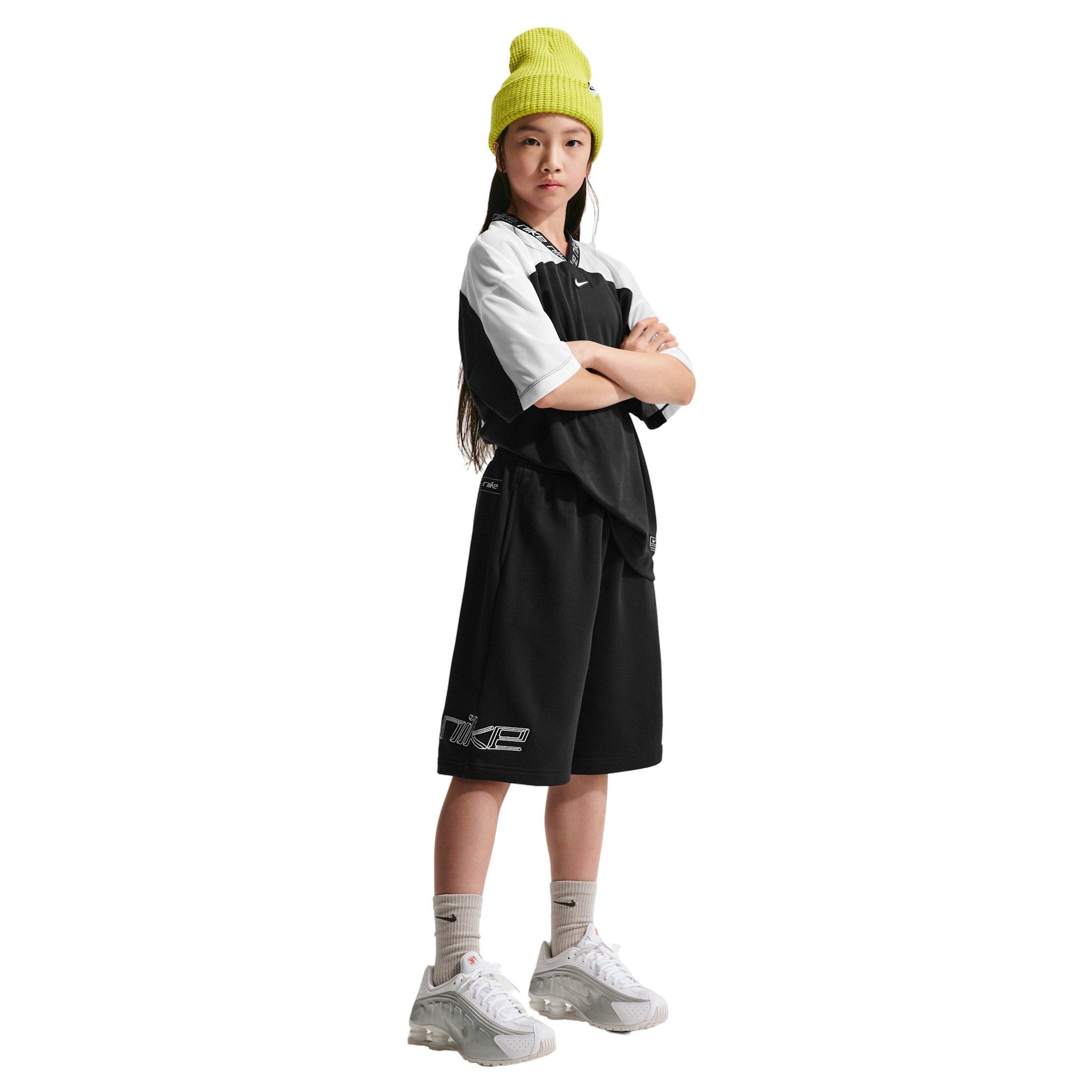 Nike Big Girls' Sportswear French Terry Shorts - Black - BLACK